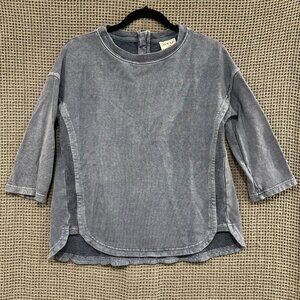 Wrap London Hemp Organic Cotton Slate Grey Blue shirt 1/4 zip in back Size 4